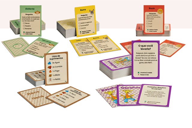 Cartas de perguntas em pilhas por nível