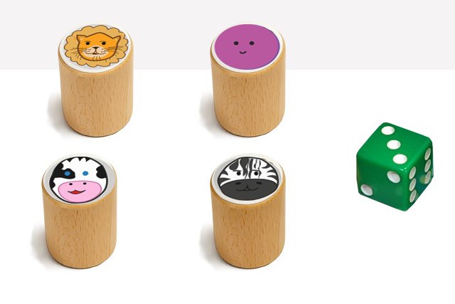 Peões e dado do jogo