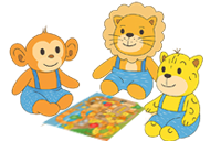 Família de animais jogando tabuleiro