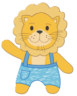 Leão animado convidando para jogar