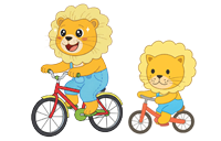 Leão andando de bicicleta